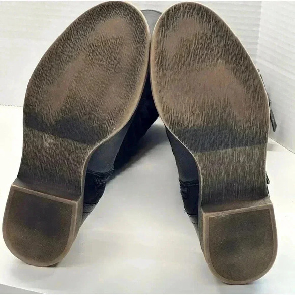 Justfab Women's Size 7 Black Faux Leather Corinthia Quilted Riding Boots Zip Up - Picture 7 of 8